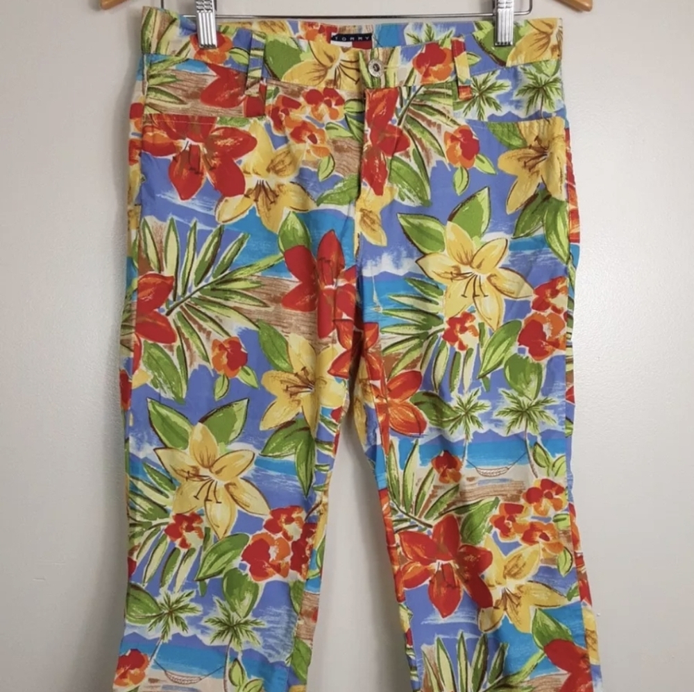 Hilfiger vtg tropical cotton capri pants sz 7 *A - Picture 10 of 10